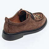 Жіночі замшеві лофери ботінки туфлі коричневого кольору з леопардовим принтом 53201/347/245 розмір 36, фото 8