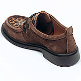 Жіночі замшеві лофери ботінки туфлі коричневого кольору з леопардовим принтом 53201/347/245 розмір 36, фото 6