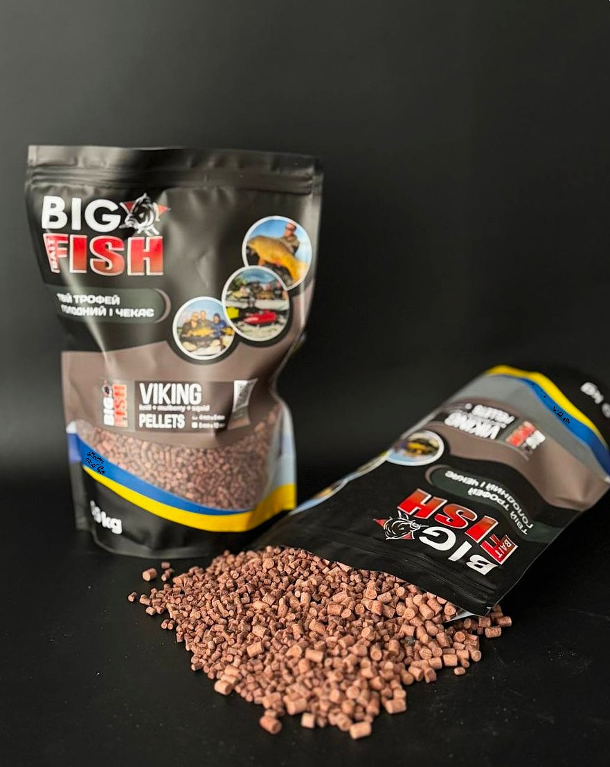 Пелетс VIKING (krill + mulberry + squid) (Premium Pellets), мікс 4 мм та 6 мм, упаковка 0,9 кг