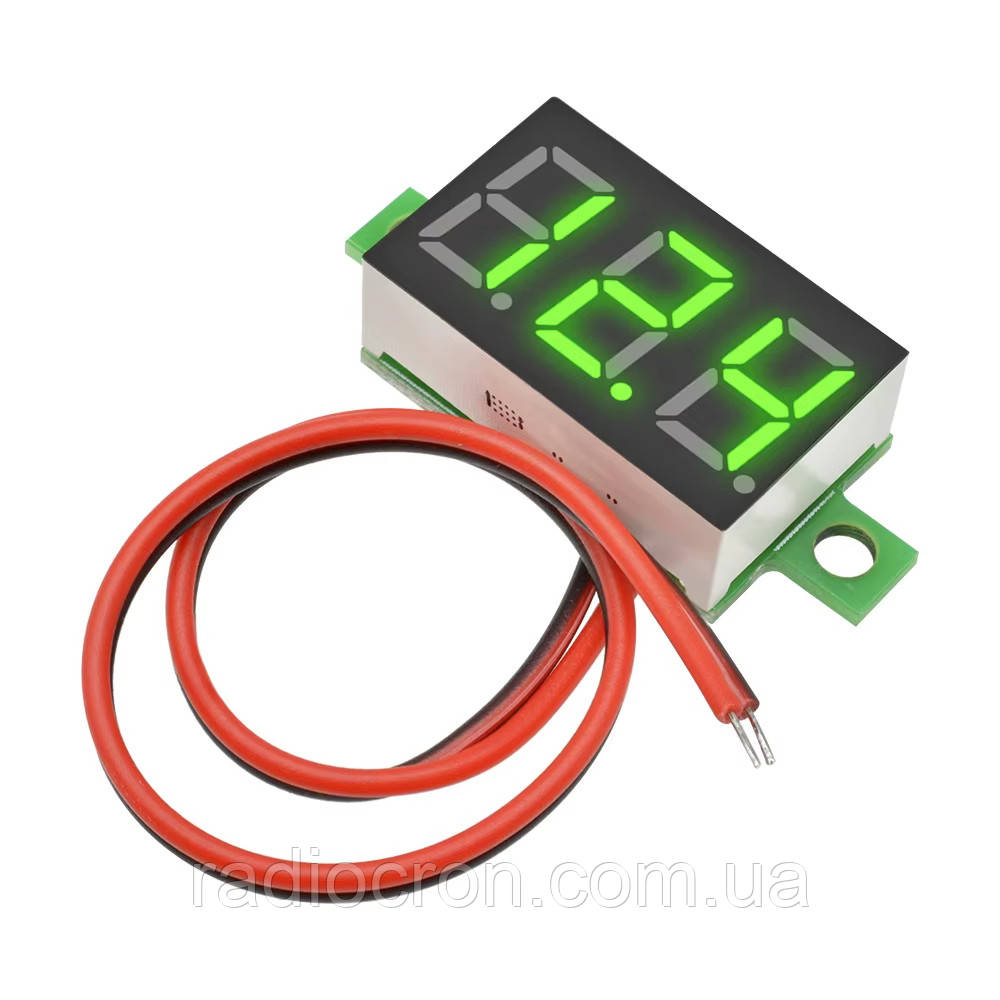 Вольтметр 4,5 - 30 В, 0.36 LED, Зелений