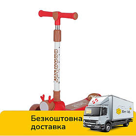 Самокат триколісний дитячий (колеса PU матеріал, підсвітка, у коробці) SC818 Червоний