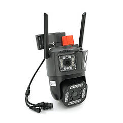 2+2 Мп Wi-Fi відеокамера з трьома об'єктивами вулична SD/карта YOSO YO-IPC49D6MP50 PTZ 2.8 mm V380