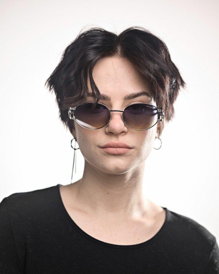 Жіночі сонцезахисні окуляри Versace Polaroid Silver, фото 1