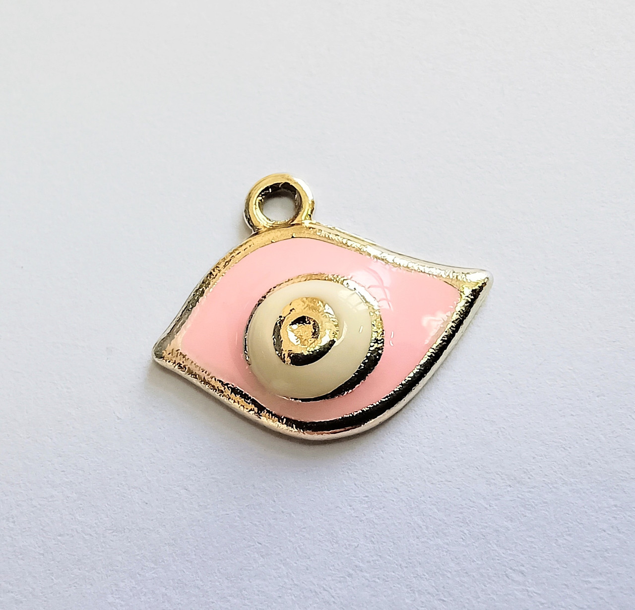 Підвіски металеві Finding Кулон око Золотистий рожева біла емаль 19 мм x 16 мм