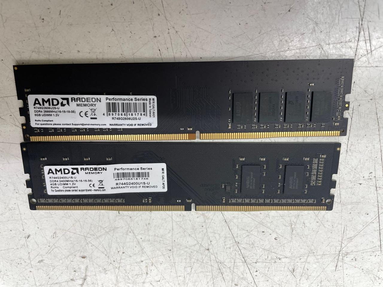 Пам'ять для комп'ютера AMD DDR4 12GB 8GB 2666 та 4GB 2400, фото 1