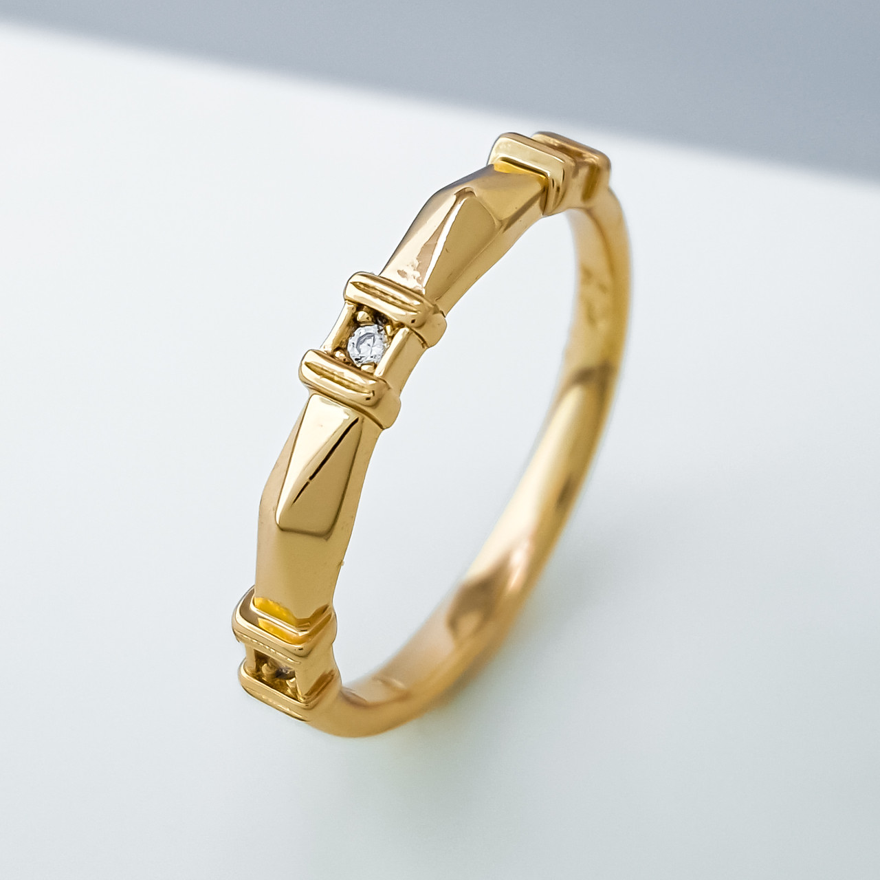 Кільце "Рельєфна Доріжка" з камінням; р.17,5; медичне золото Xuping 18К, фото 1