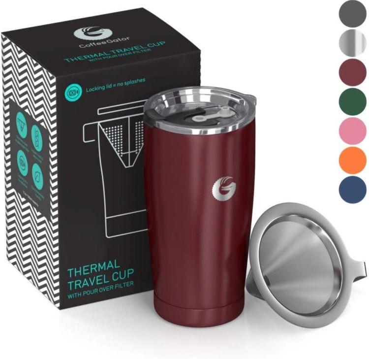 Кухоль для кави Coffee Gator Coffee Travel Mug — 20 унцій, вакуумний термокухоль із неіржавкої сталі для чаю