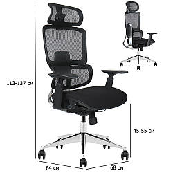 Ергономічне крісло Walter чорне із сітчастою контурною спинкою для роботи за комп'ютером