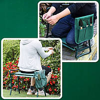 Садовий стілець табурет для городу дачі з органайзером Зелений, фото 4