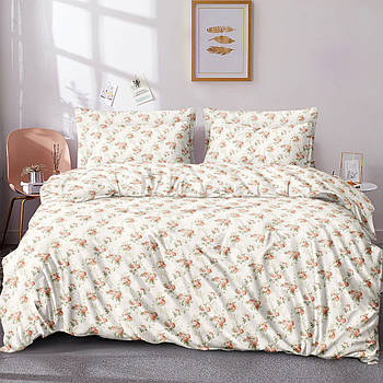 Простирадло 150х220 (Сатин) | Полуторне простирадло від виробника "Королева Ночі" | Квіти на світлому