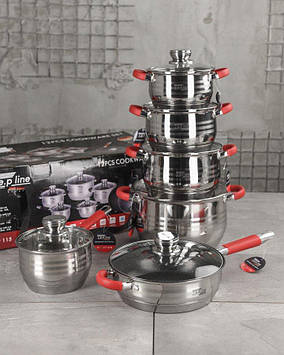 Набір посуду із нержавіючої сталі Zepline ZP-076 Набір стильного посуду з 18 предметів