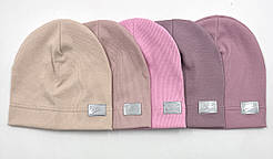 Трикотажна шапочка одинарна для дівчинки із рубчика «Nike 2», ОПТ