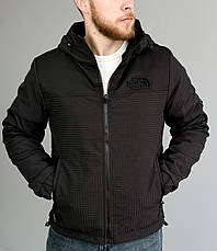 Чоловіча куртка вітровка The North Face Зе Норт Фейс двостороння чорна з капюшоном на весну осінь, фото 3