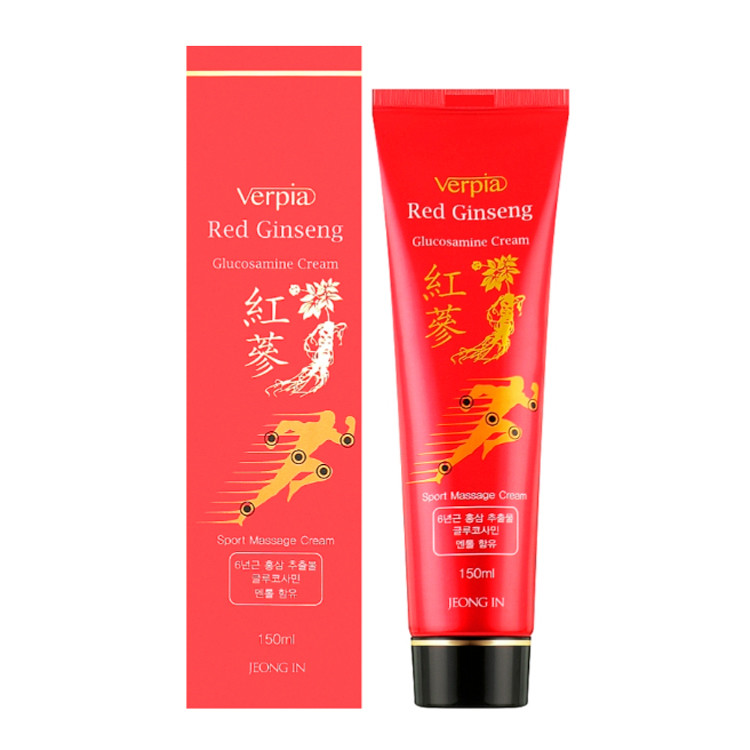 Масажний крем із червоним женьшенем та глюкозаміном Juno Verpia Jeong In Red Ginseng Glucosamine Cream 150 м