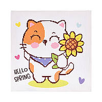 Набір для творчості вишивка хрестиком Кошеня з соняхом Strateg розміром 30х30 см (AX-306)