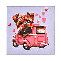 Набір для творчості вишивка хрестиком Песик за кермом Strateg розміром 30х30 см (AX-312)