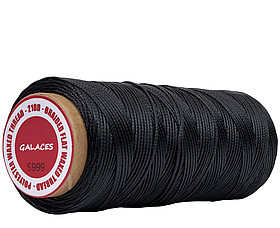 Galaces 1.00 мм чорний (S999) плоский шнур вощений по шкірі (картон)
