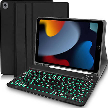 Чохол із клавіатурою для iPad 10,2 дюйма, чохол-клавіатура для iPad 9-го покоління, знімна бездротова клавіа, фото 1
