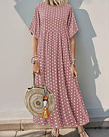 Шикарне довге жіноче плаття на у горошках новинка 2025