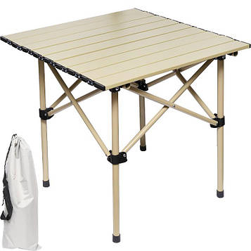 Стіл розкладний туристичний для пікніка ламелевий метал-пластик в чохлі 50*50см