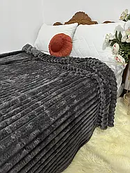 Велюровий плед Королівський Шарпей із рельєфними смужками 180/200