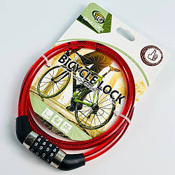 Замок велосипедний кодовий KIHUU LOCK 001 80 см Червоний 54944
