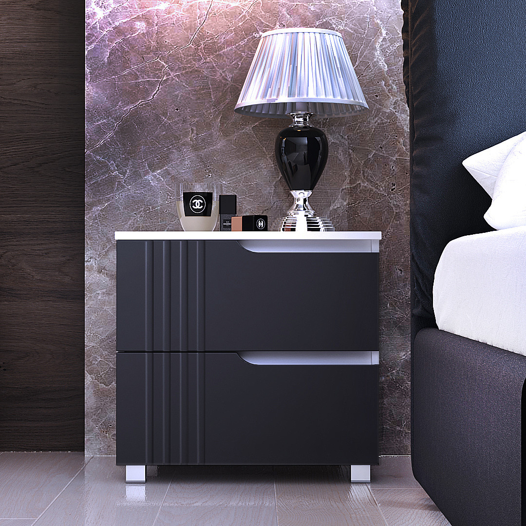 Тумба приліжкова "Портленд" К-25, Графіт (50/53/40), МДФ, фото 1