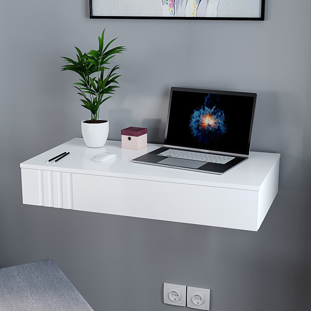 Комп'ютерний стіл навісний Кс-10 "Портленд", білий (80/17/42), фото 1