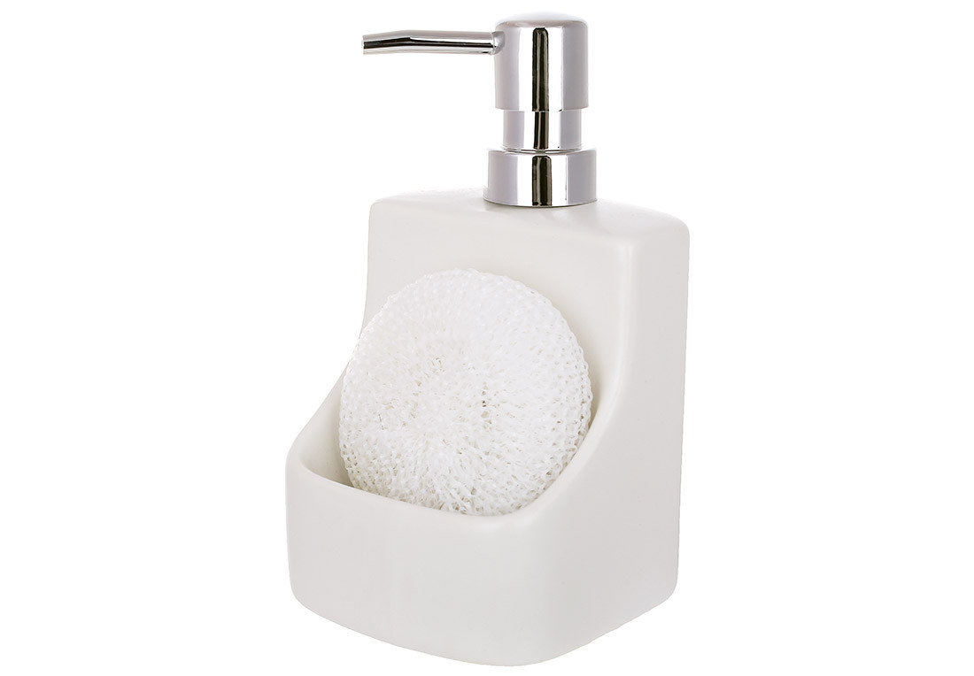 Диспенсер для рідкого мила з губкою Bona Di 853-158 400 мл білий 5051584