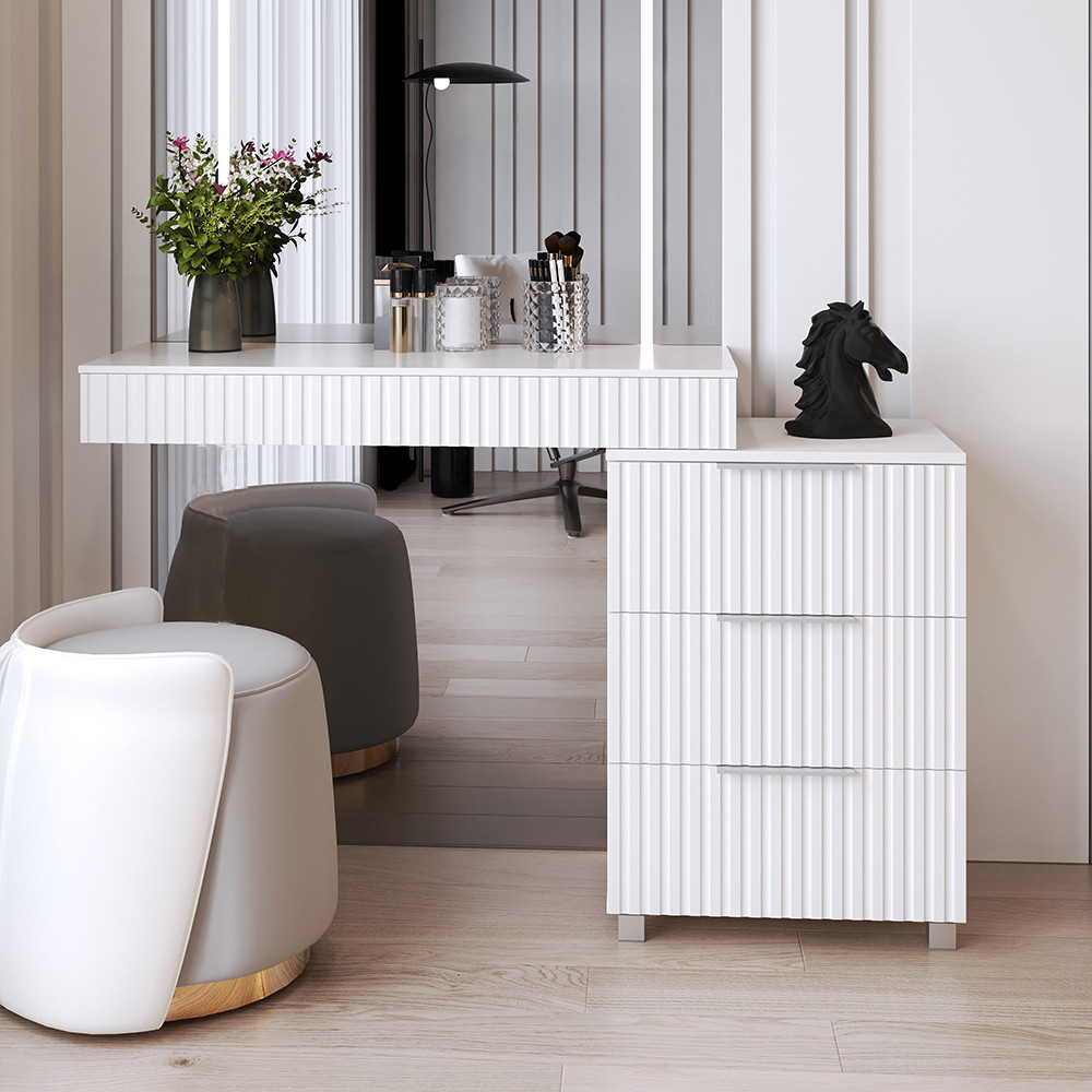 Туалетний столик з тумбою Кс-11_K-35 "Саванна", Білий матовий (130/92/42), фото 1