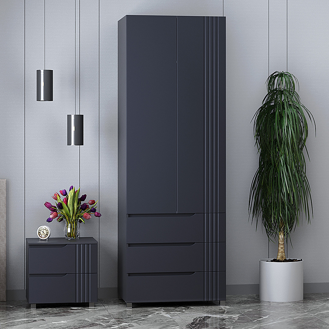 Шафа для одягу  "Портленд", К-823-R, Графіт / Графіт (80/230/52), МДФ, фото 1