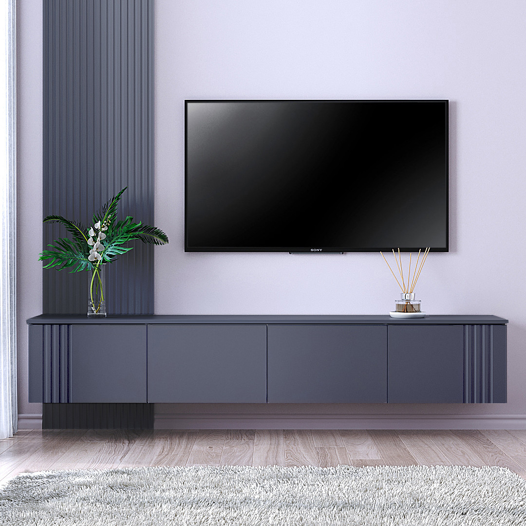 Тумба ТВ "Портленд" навісна, К-504, Антрацит / Графіт (200/33/35), МДФ, фото 1