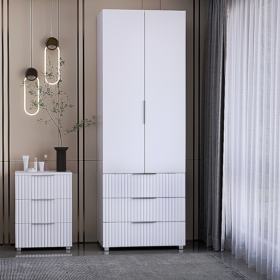 Шафа для одягу "Саванна", К-823, Біла матова (80/230/52), МДФ, фото 1