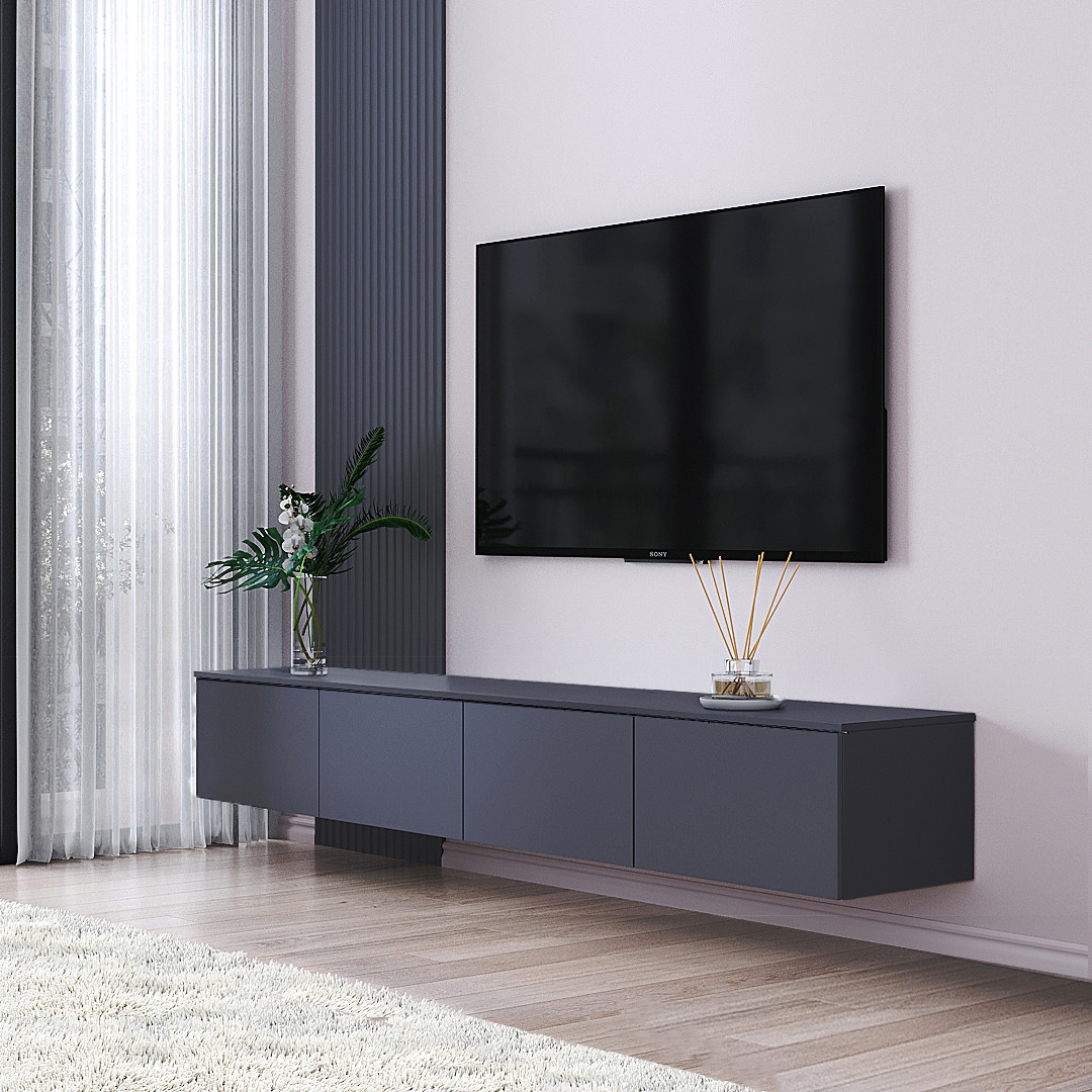 Тумба ТВ "Капрі" навісна, К-506, Антрацит (180/33/35), фото 1