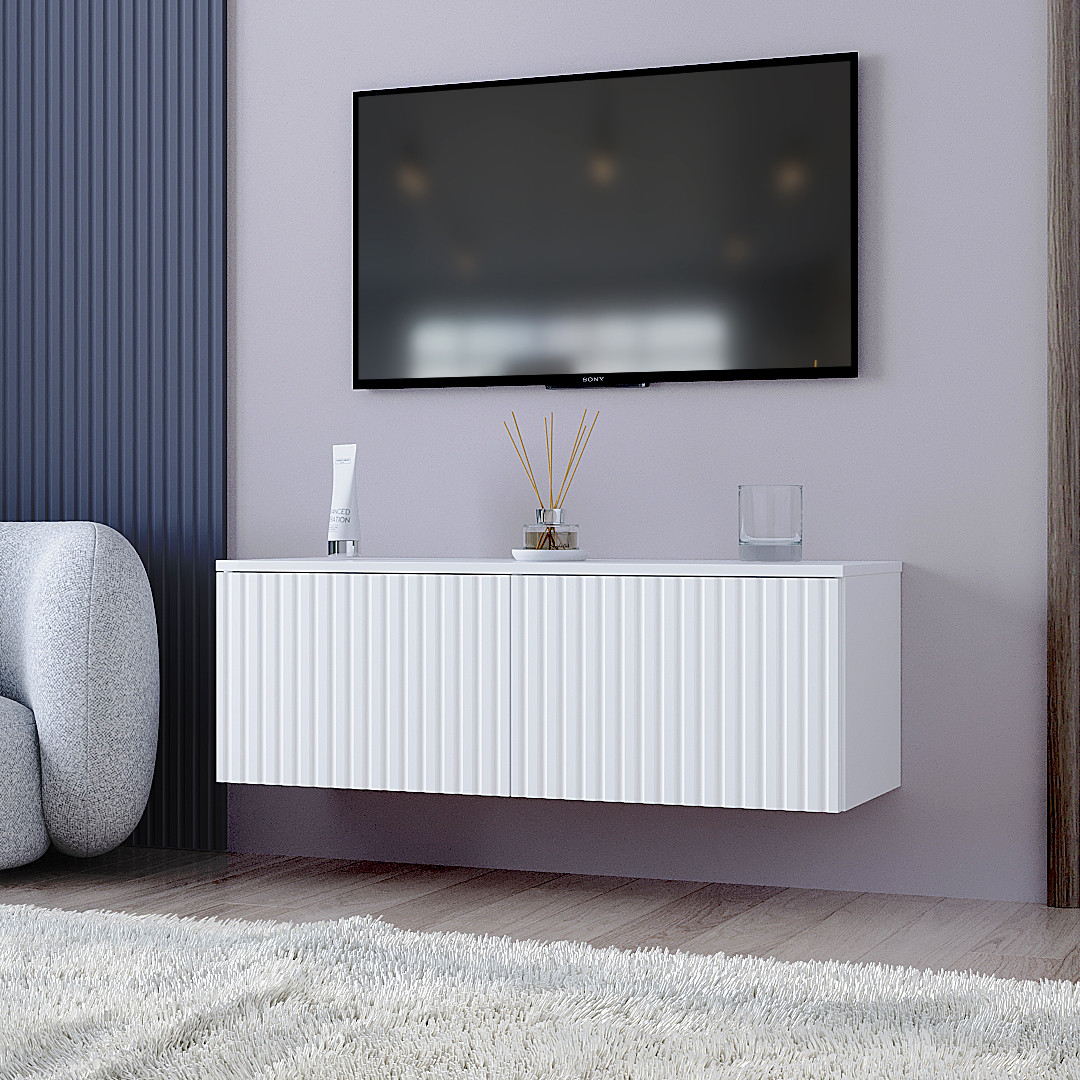 Тумба ТВ "Саванна" навісна, К-509, Біла матова (100/33/35), МДФ, фото 1