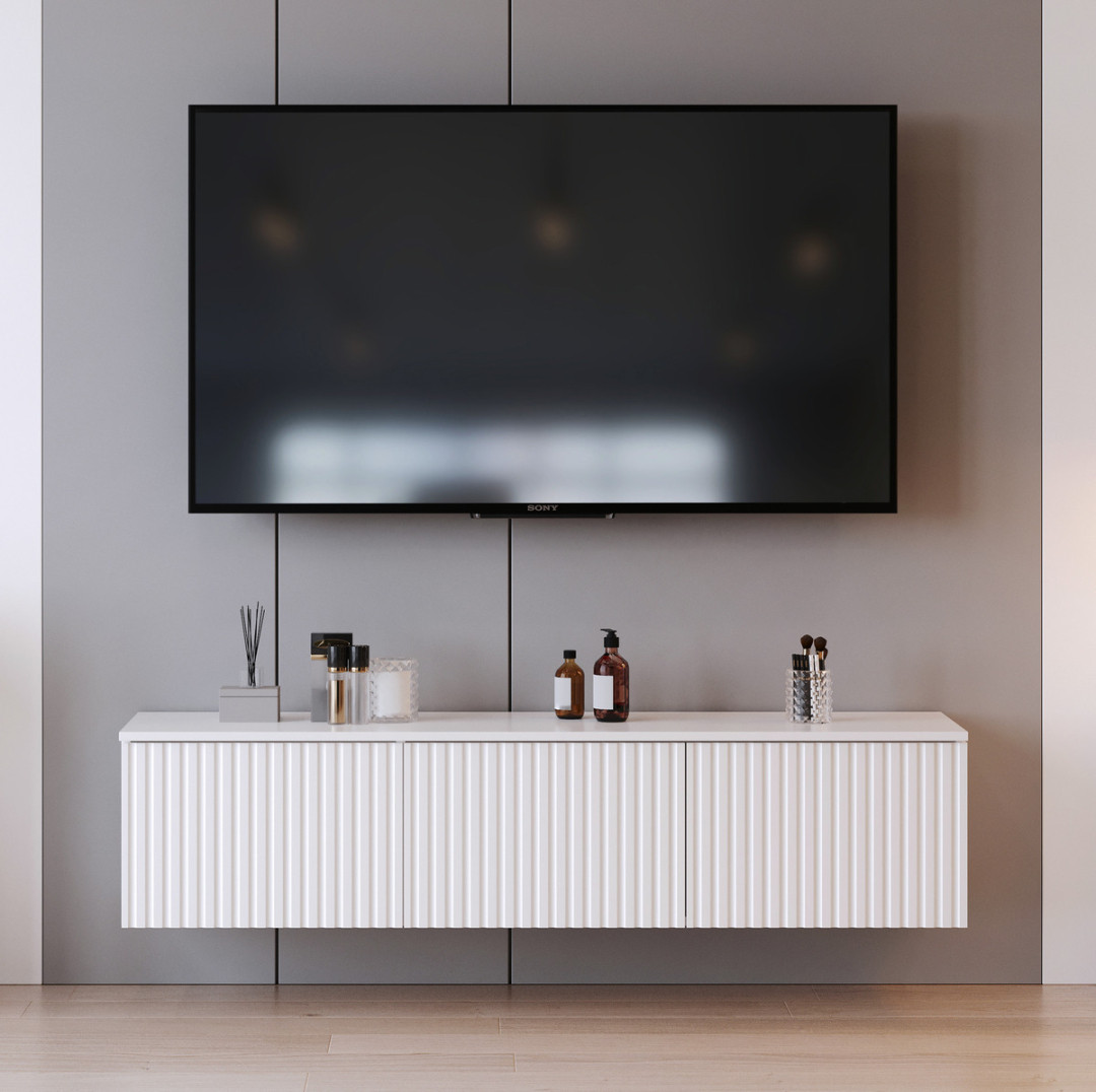 Тумба ТВ "Саванна" навісна, К-507, Білий матовий (150/33/35), МДФ, фото 1