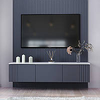 Тумба ТВ "Портленд" навісна, К-507, Білий / Графіт матовий (150/33/35), МДФ