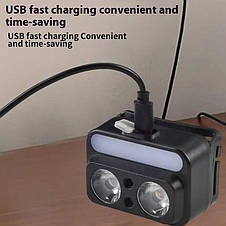 Ліхтар налобний 2069-XPG(white)+XPG(yellow)+5SMD(red), Motion Sensor, Li-Ion акумулятор, ЗУ Type-C, фото 3