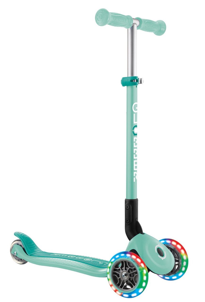 Самокат Globber Primo Foldable Lights м'ятний колеса з підсвічуванням до 50кг (432-206-3)