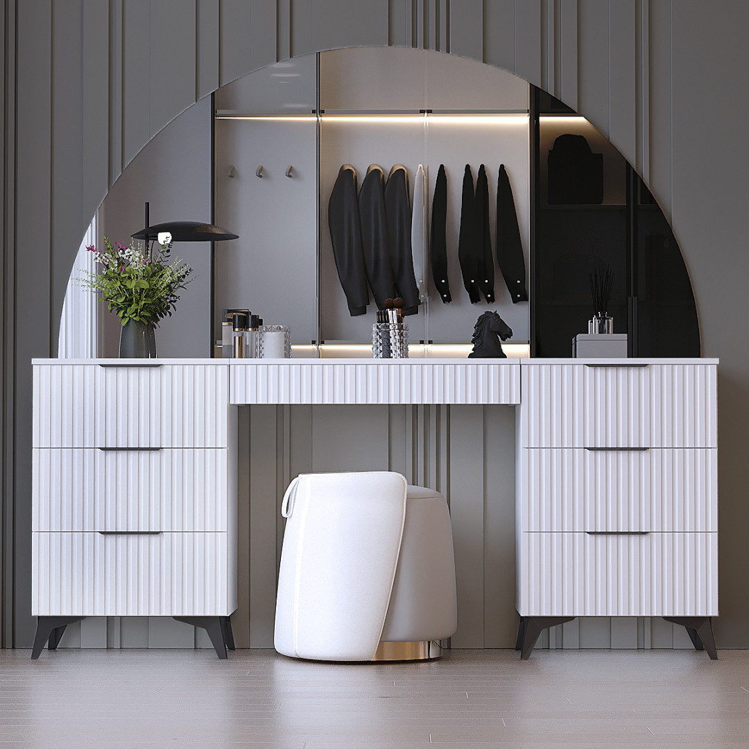 Туалетний столик з тумбою Кс-10_K-35 "Саванна ЛОФТ", Білий матовий (180/83/42), фото 1