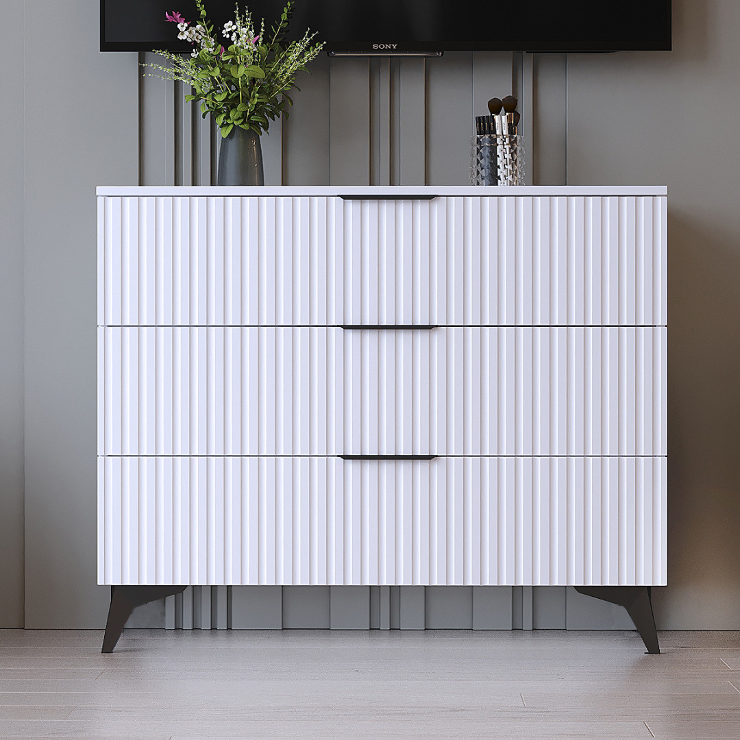 Комод "Саванна ЛОФТ" К-30, Білий матовий (100/83/40), МДФ, фото 1