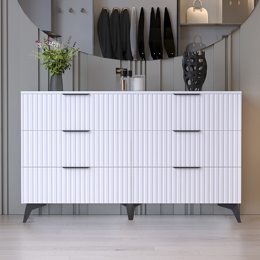 Комод "Саванна ЛОФТ" К-307, Білий матовий (140/83/40), МДФ, фото 1