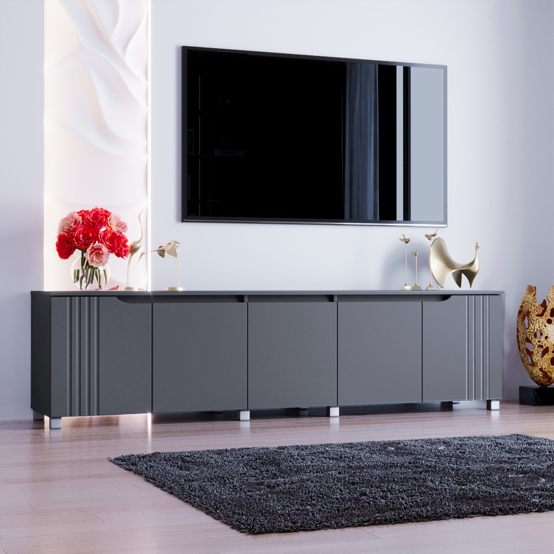 Тумба ТВ "Портленд", К-235, Антрацит / Графіт (200/53/40) МДФ, фото 1