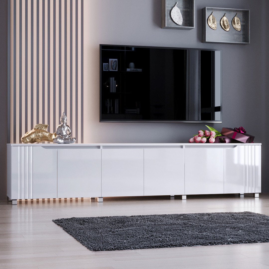 Тумба ТВ "Портленд", К-236, Білий глянець (240/53/40) МДФ, фото 1