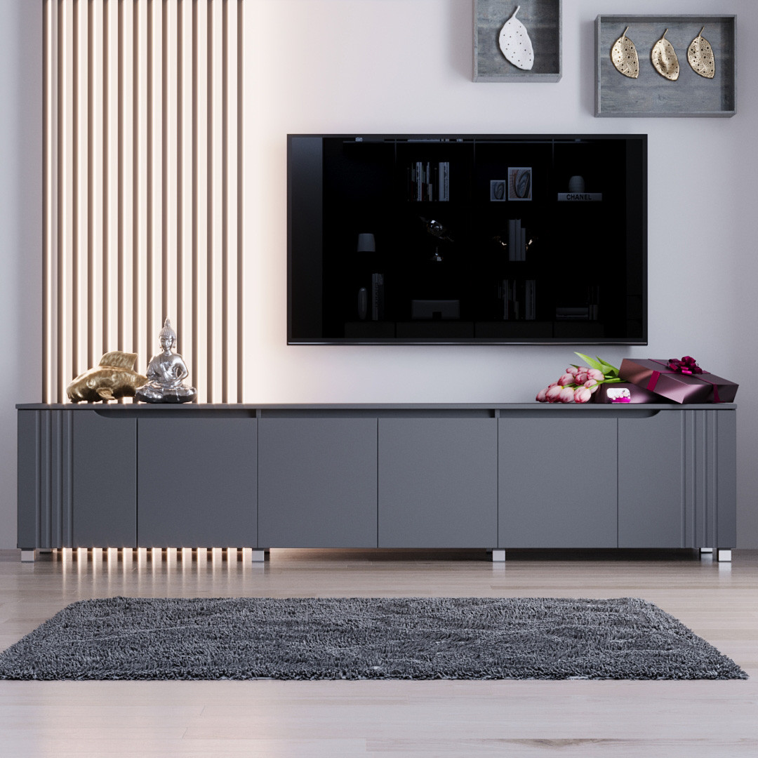 Тумба ТВ "Портленд", К-236, Антрацит / Графіт (240/53/40) МДФ, фото 1