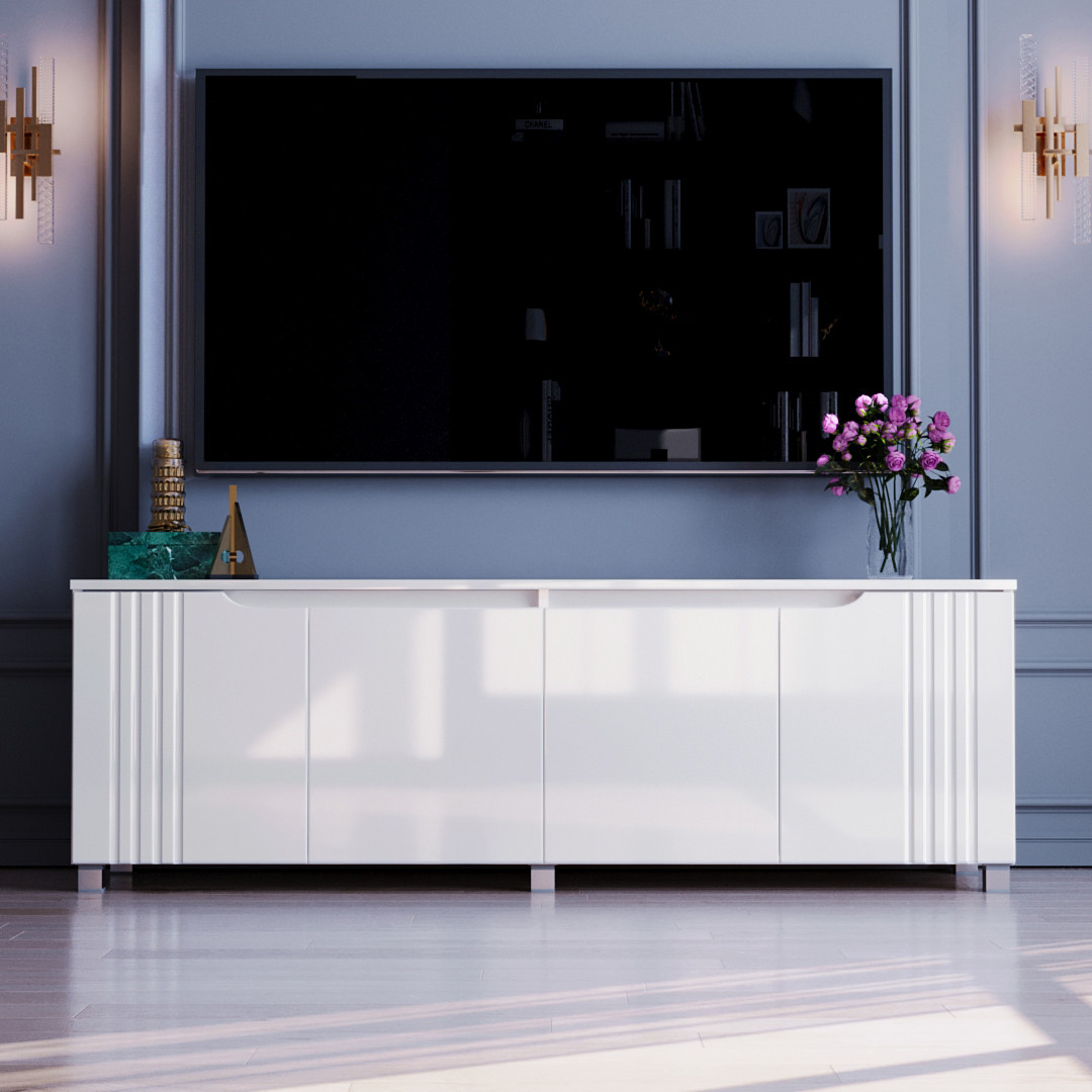 Тумба ТВ "Портленд", К-232, Білий глянець (160/53/40) МДФ, фото 1