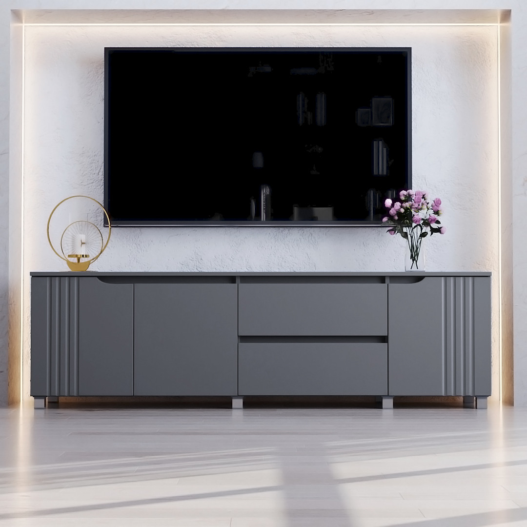 Тумба ТВ "Портленд", К-233, Антрацит / Графіт (178/53/40) МДФ, фото 1