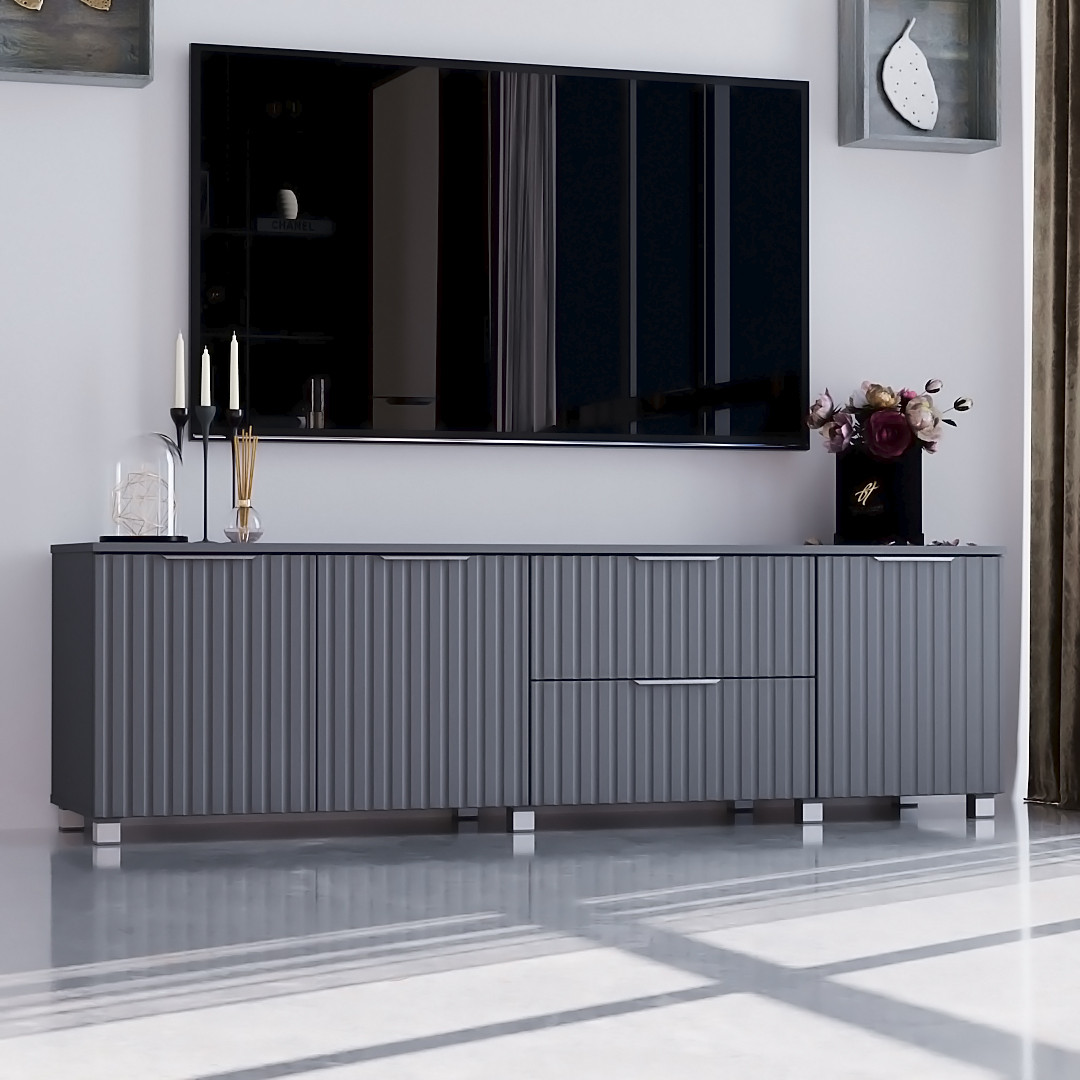 Тумба ТВ "Саванна", К-233, Антрацит / Графіт (178/53/40) МДФ, фото 1