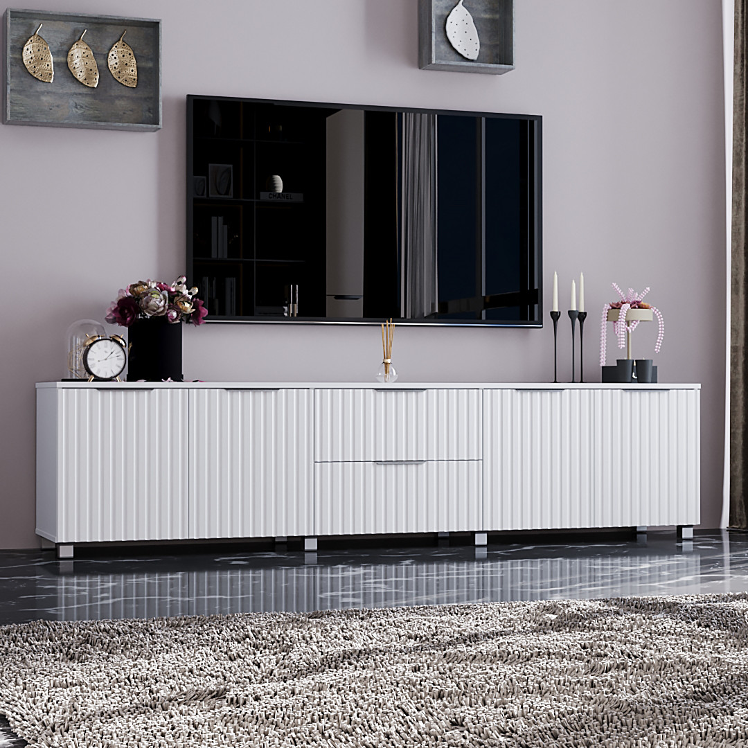 Тумба ТВ "Саванна", К-234, Білий (217/53/40) МДФ, фото 1