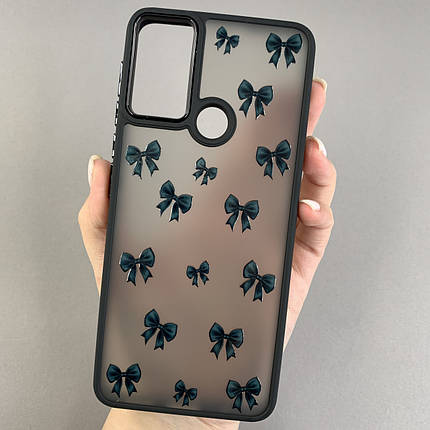Чохол для Motorola E40 матовий чохол з бантиками на телефон моторола е40 чорний q02l, фото 1